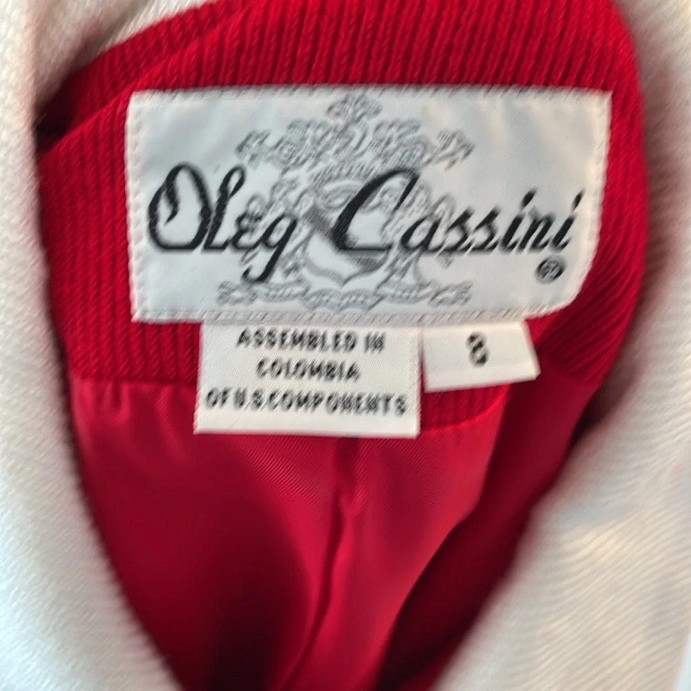 OLEG CASSINI VINTAGE CAREER QUIET LUXURY Y2K KNIT SUIT DBL BREASTED RED SZ 8